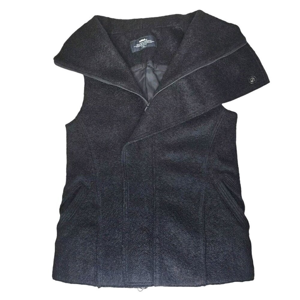 INITIAL Double‎ Face Vest Black Boucle Wool Wrap Lightweight Women 3 Medium Y2K